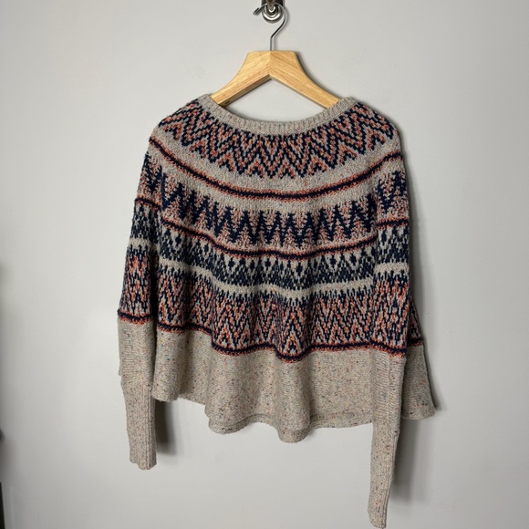 Anthropologie Sleeping on Snow Fair Isle Sweater Cape Poncho Medium Large M - Picture 12 of 12